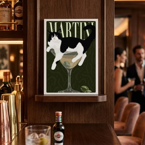 bar and restaurant decoration cat martini