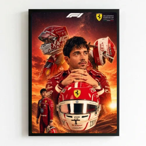 charles leclerc ferrari f1 poster with frame