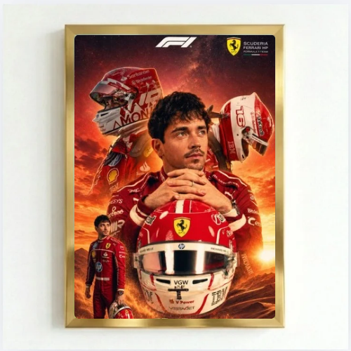 charles leclerc ferrari f1 poster with frame