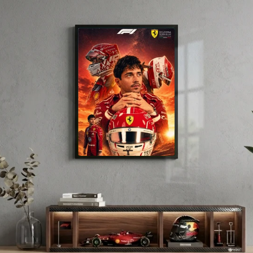 charles leclerc ferrari f1 poster with frame
