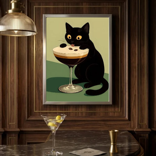 Iconic Chic Cat Martini Poster