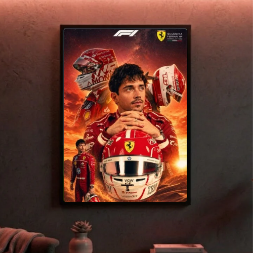 charles leclerc ferrari f1 poster with frame