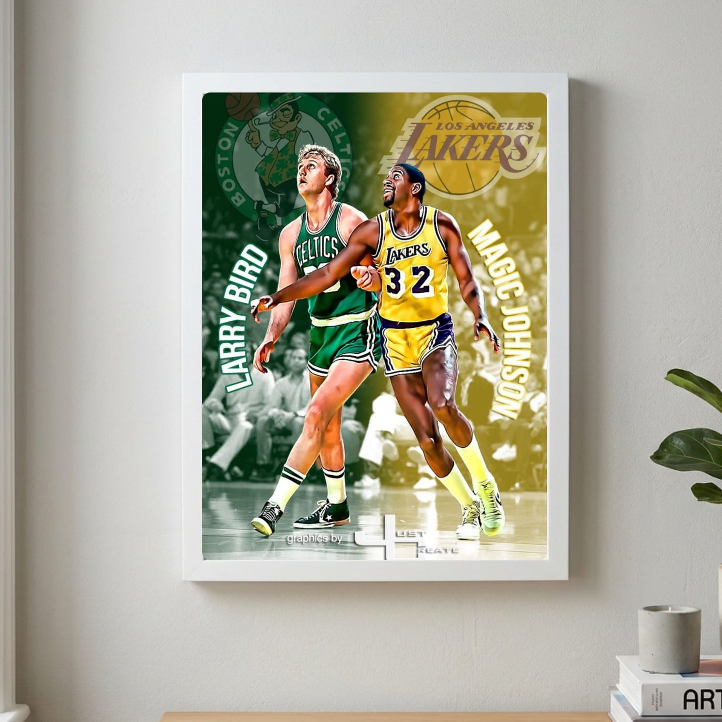 Larry Bird and Magic Johnson - Basket