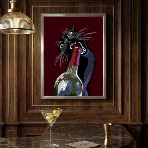 bar and restaurant decoration cat wine