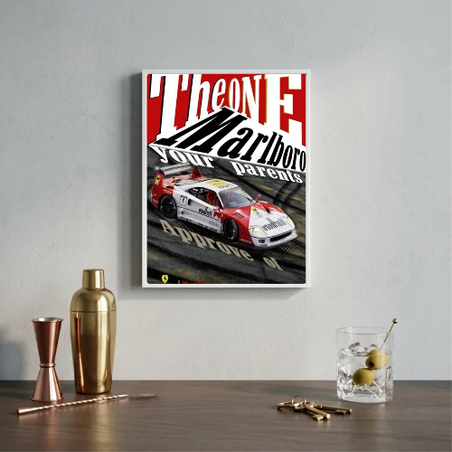 bar and restaurant decoration, Marlboro sigarette Ferrari F40 vintage car