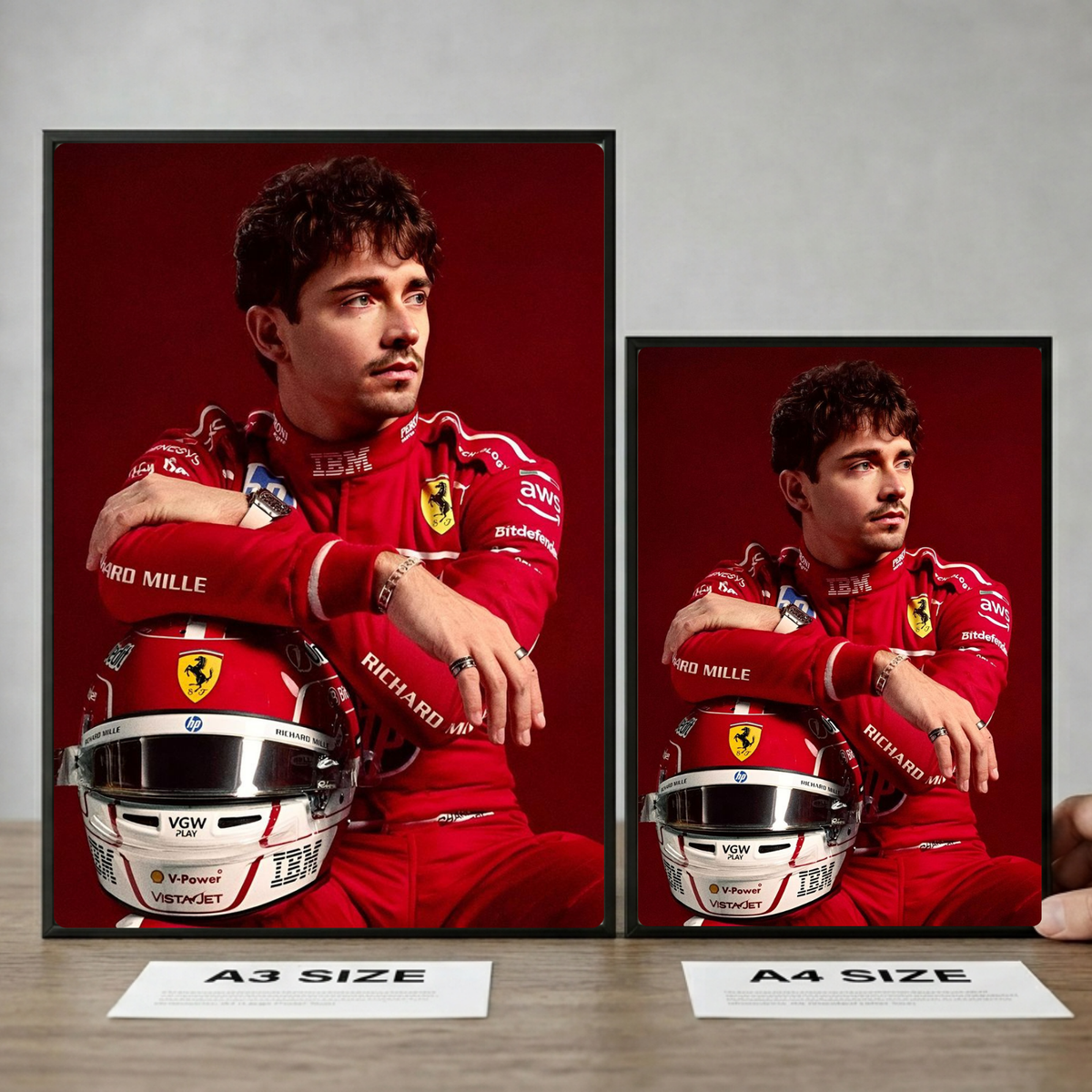 charles leclerc ferrari f1 poster with frame