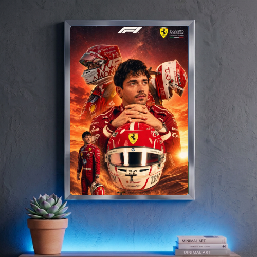 charles leclerc ferrari f1 poster with frame