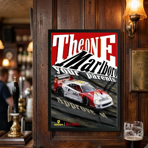 bar and restaurant decoration, Marlboro sigarette Ferrari F40 vintage car