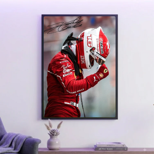 charles leclerc ferrari f1 poster with frame