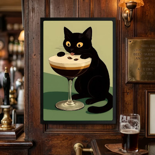 Iconic Chic Cat Martini Poster