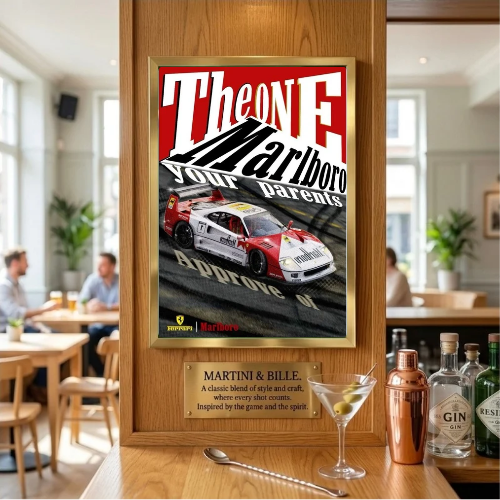 bar and restaurant decoration, Marlboro sigarette Ferrari F40 vintage car