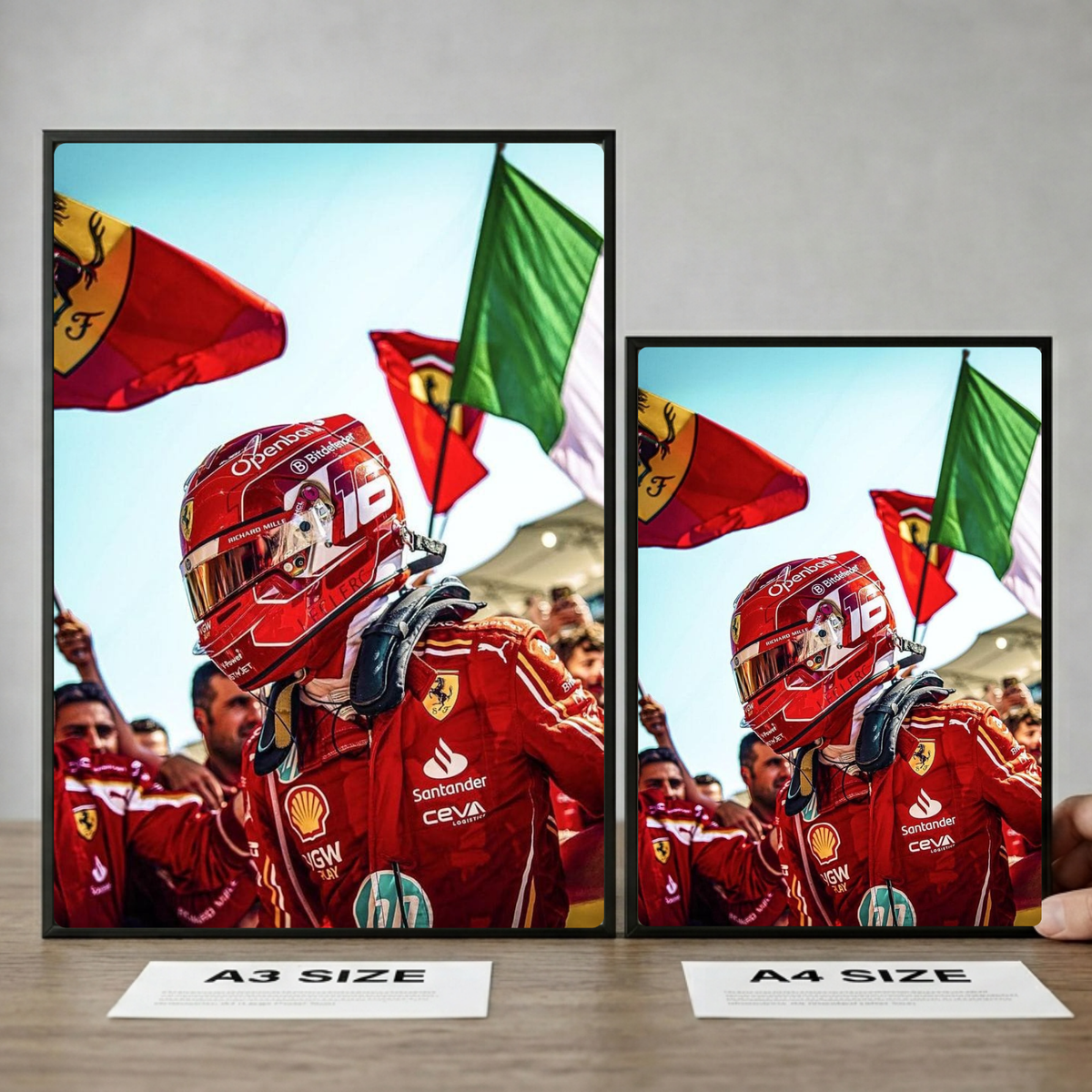 charles leclerc ferrari f1 poster with frame
