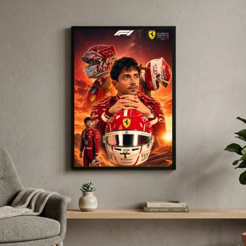 charles leclerc ferrari f1 poster with frame