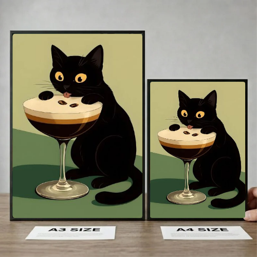 Iconic Chic Cat Martini Poster