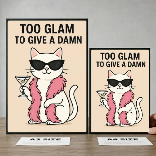 Iconic Chic Cat Girls Martini Poster