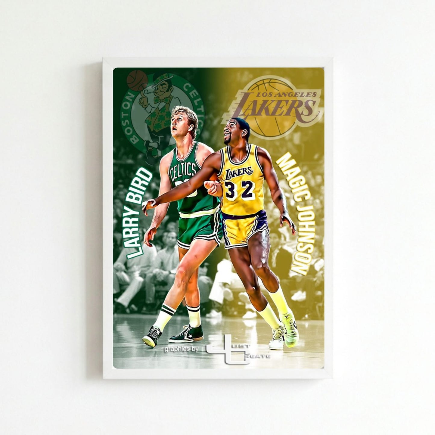 Larry Bird and Magic Johnson - Basket