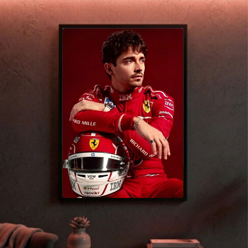 charles leclerc ferrari f1 poster with frame