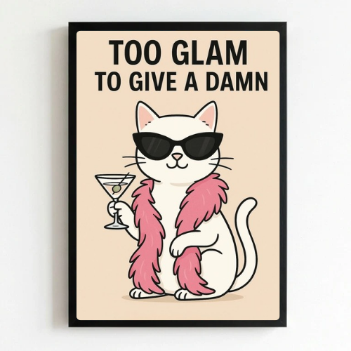 Iconic Chic Cat Girls Martini Poster