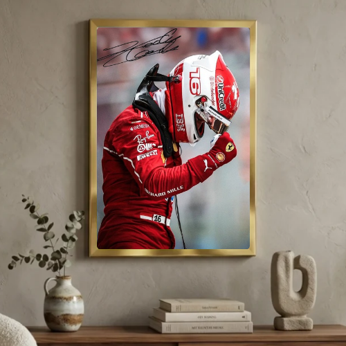 charles leclerc ferrari f1 poster with frame