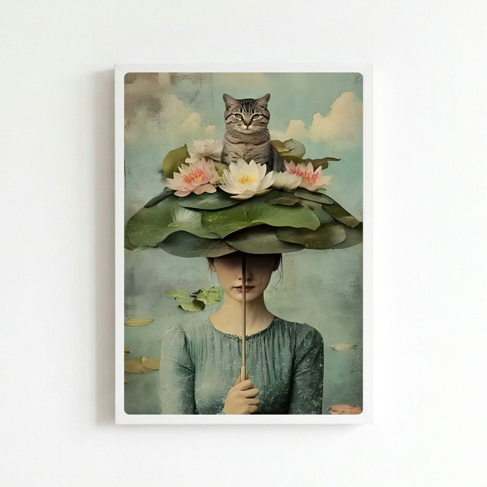 Girl flower cat house deco