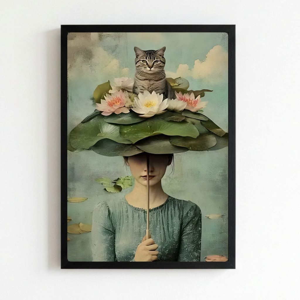 Girl flower cat house decor