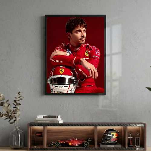 charles leclerc ferrari f1 poster with frame