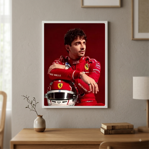 charles leclerc ferrari f1 poster with frame