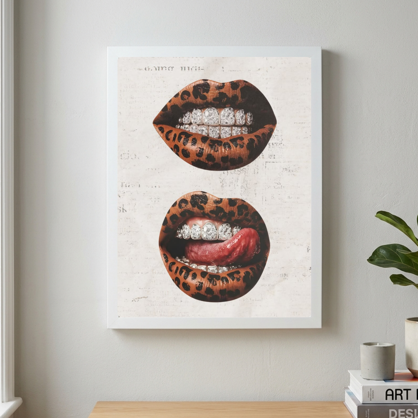 Home deco chic leopard mouth kiss