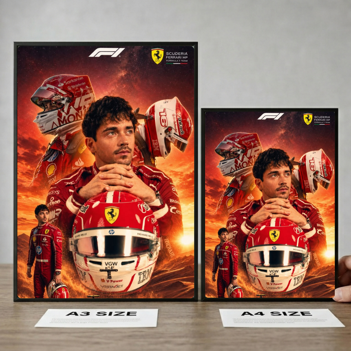 charles leclerc ferrari f1 poster with frame