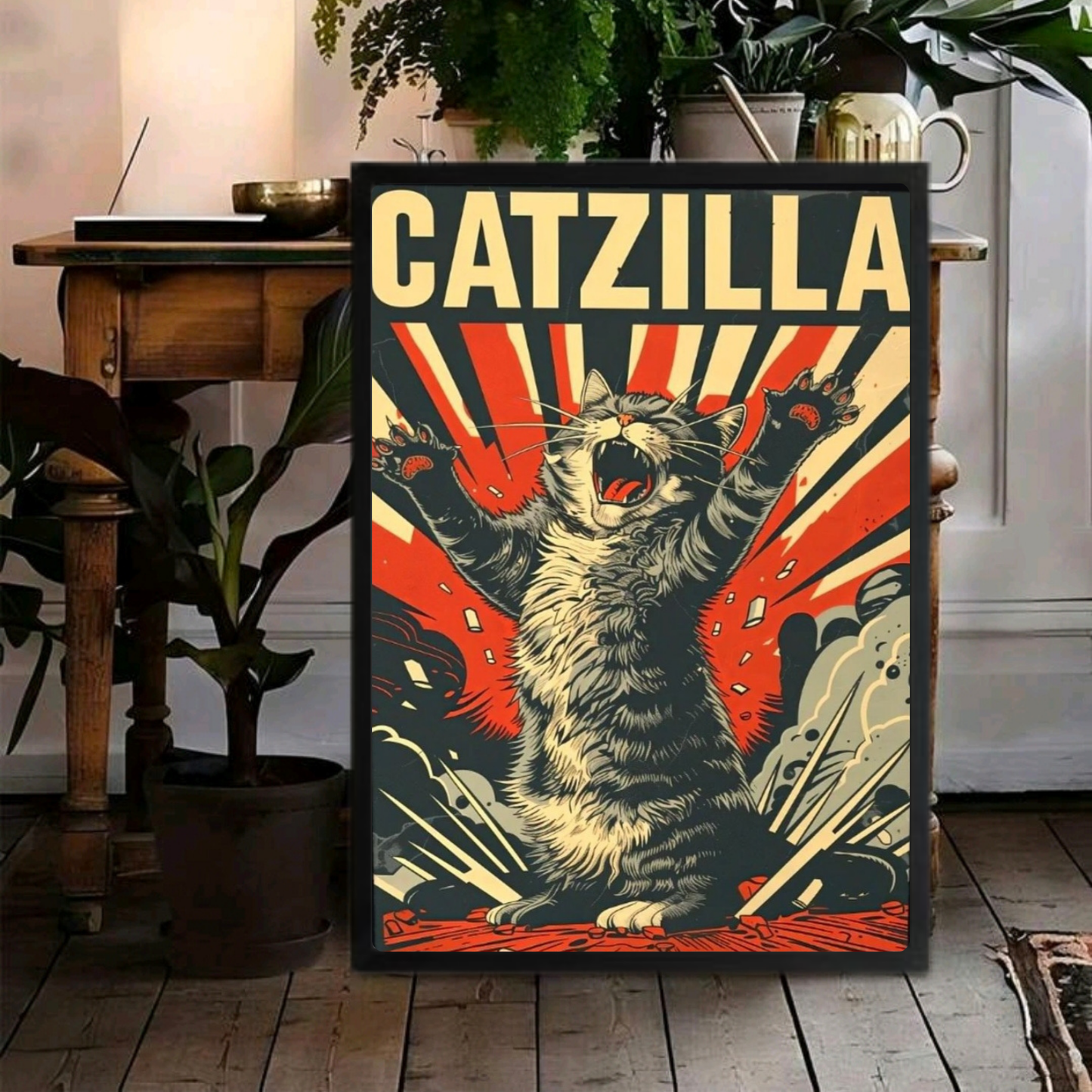 Cat poster with frame