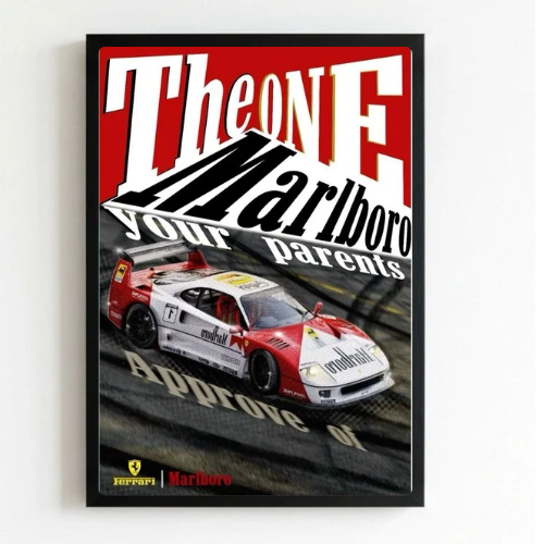 bar and restaurant decoration, Marlboro sigarette Ferrari F40 vintage car