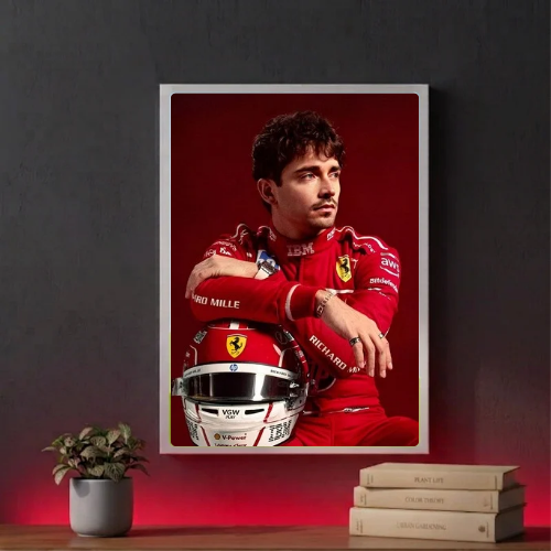 charles leclerc ferrari f1 poster with frame