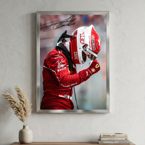 charles leclerc ferrari f1 poster with frame