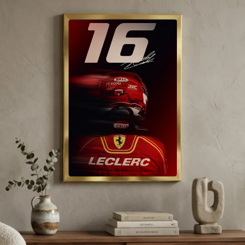 charles leclerc ferrari f1 poster with frame