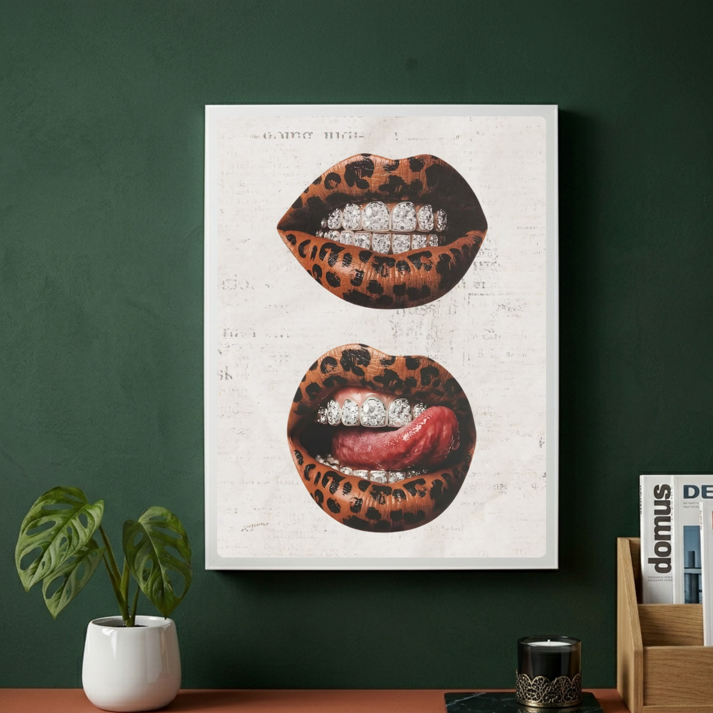 Home deco chic leopard mouth kiss