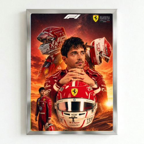 charles leclerc ferrari f1 poster with frame