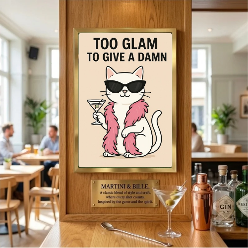 Iconic Chic Cat Girls Martini Poster