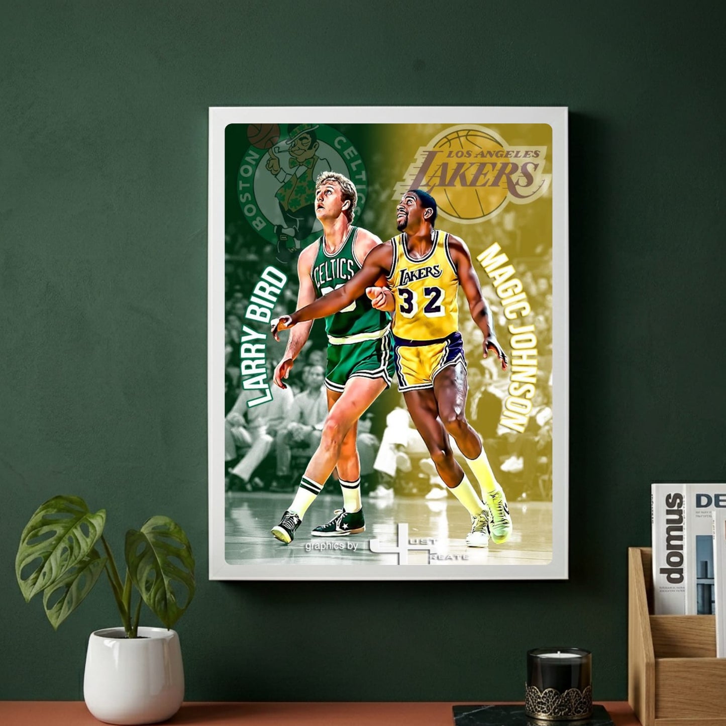 Larry Bird and Magic Johnson - Basket