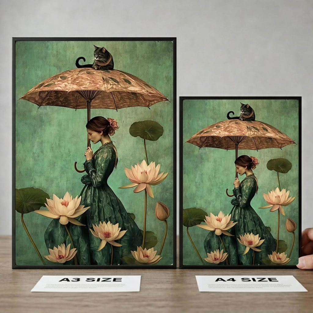Girl flower cat house decor