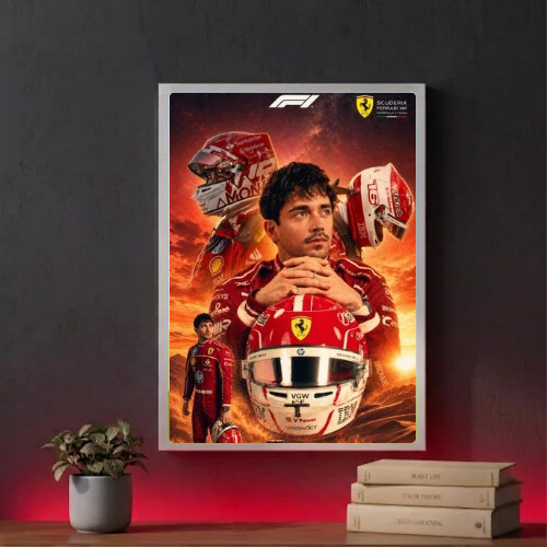 charles leclerc ferrari f1 poster with frame