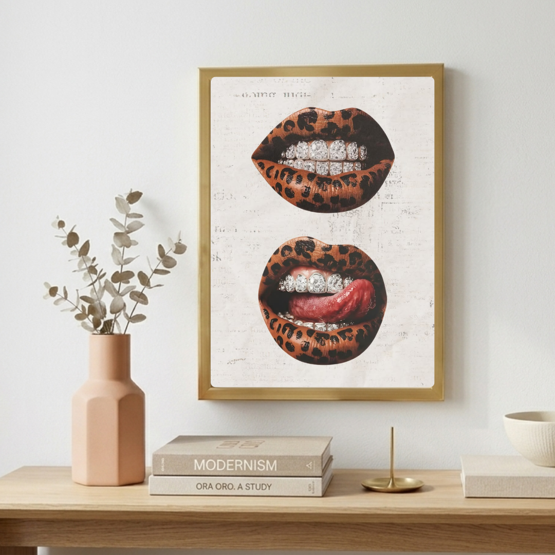 Home deco chic leopard mouth kiss