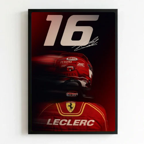 charles leclerc ferrari f1 poster with frame