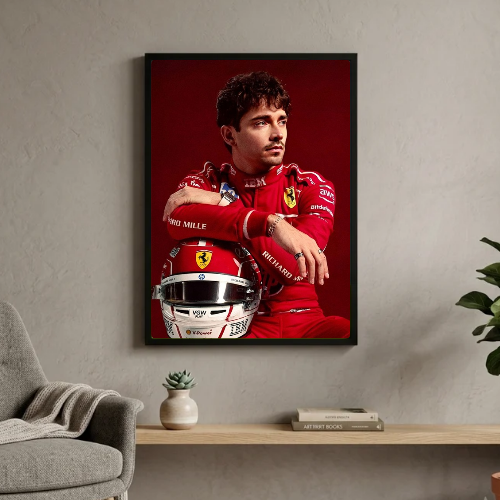 charles leclerc ferrari f1 poster with frame