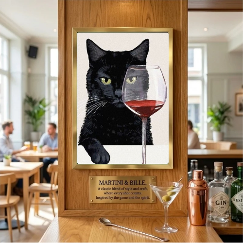 bar and restaurant decoration cat wine