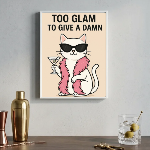 Iconic Chic Cat Girls Martini Poster