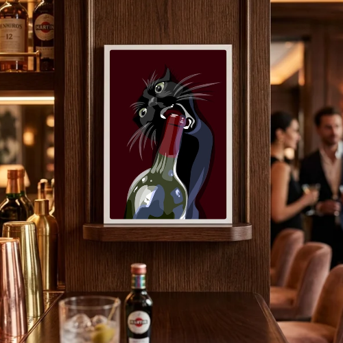 bar and restaurant decoration cat wine
