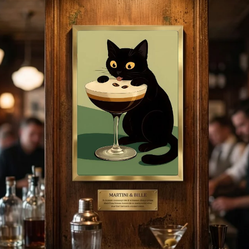 Iconic Chic Cat Martini Poster