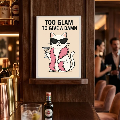 Iconic Chic Cat Girls Martini Poster