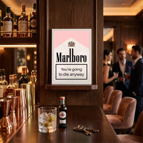 bar and restaurant decoration, Marlboro pink sigarette