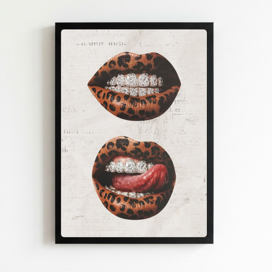Home deco chic leopard mouth kiss
